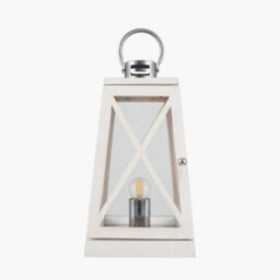 Pacific Lifestyle White Wash And Chrome Lantern Table Lamp - thumbnail 2