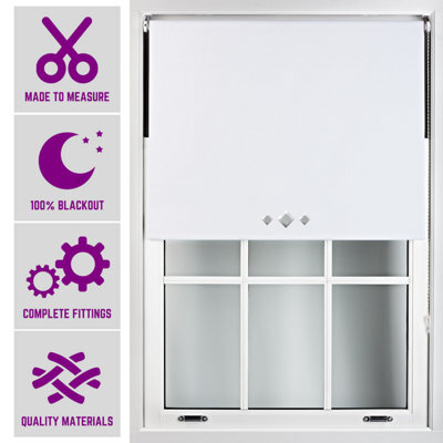 Furnished Triple Diamond Blackout Blind Free Cut Service - White (W)60Cm X (L)165Cm - image 1
