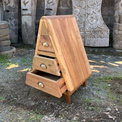 Serenityy Eco-Friendly Triangle Storage Chest - Hand-Made Upcycled Teak, 3 Drawers, Child-Friendly Rounded Corners - image 1