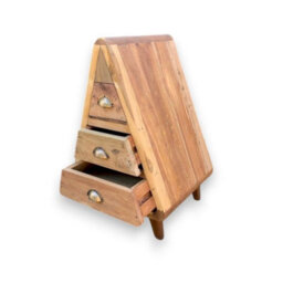 Serenityy Eco-Friendly Triangle Storage Chest - Hand-Made Upcycled Teak, 3 Drawers, Child-Friendly Rounded Corners - thumbnail 2