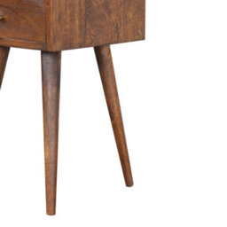 Artisan Furniture Solid Wood Mini Chestnut Bedside, 1 Drawer & 1 Open Slot, Brown - thumbnail 8