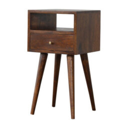 Artisan Furniture Solid Wood Mini Chestnut Bedside, 1 Drawer & 1 Open Slot, Brown - thumbnail 4