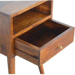 Artisan Furniture Solid Wood Mini Chestnut Bedside, 1 Drawer & 1 Open Slot, Brown - thumbnail 6