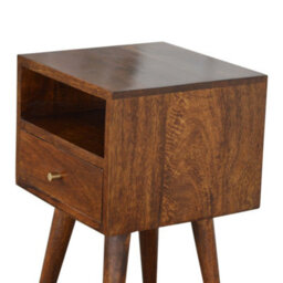 Artisan Furniture Solid Wood Mini Chestnut Bedside, 1 Drawer & 1 Open Slot, Brown - thumbnail 5
