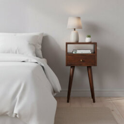 Artisan Furniture Solid Wood Mini Chestnut Bedside, 1 Drawer & 1 Open Slot, Brown