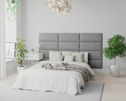 Aspire Easymount Wall Mounted Upholstered Panels, Modular Diy Headboard In Saxon Twill Fabric, Grey (Pack Of 2) - thumbnail 4