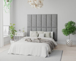 Aspire Easymount Wall Mounted Upholstered Panels, Modular Diy Headboard In Saxon Twill Fabric, Grey (Pack Of 2) - thumbnail 1