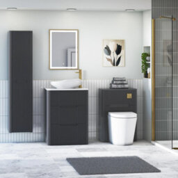 Royal Bathrooms Avenza 600mm Matt Obsidian Black Floor Standing Countertop Bathroom Vanity Unit 3 Drawer With Nova Basin - thumbnail 4