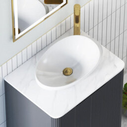Royal Bathrooms Avenza 600mm Matt Obsidian Black Floor Standing Countertop Bathroom Vanity Unit 3 Drawer With Nova Basin - thumbnail 7