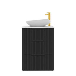Royal Bathrooms Avenza 600mm Matt Obsidian Black Floor Standing Countertop Bathroom Vanity Unit 3 Drawer With Nova Basin - thumbnail 6
