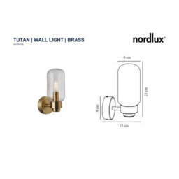 Nordlux Tutan Indoor Bedroom Living Dining Hallway Wall Light In Brass (Height) 23Cm - thumbnail 6