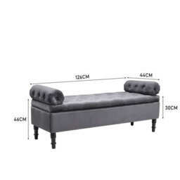 Darphe Velvet Flip Top Storage Bench With Side Arms - thumbnail 6