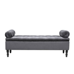 Darphe Velvet Flip Top Storage Bench With Side Arms - thumbnail 2