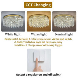 Led Ceiling Light Crystal Chandelier Gold 3 Color Lights 50X21Cm - thumbnail 4