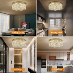 Led Ceiling Light Crystal Chandelier Gold 3 Color Lights 50X21Cm - thumbnail 3