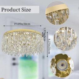 Led Ceiling Light Crystal Chandelier Gold 3 Color Lights 50X21Cm - thumbnail 6