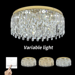 Led Ceiling Light Crystal Chandelier Gold 3 Color Lights 50X21Cm - thumbnail 5
