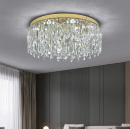 Led Ceiling Light Crystal Chandelier Gold 3 Color Lights 50X21Cm - thumbnail 1