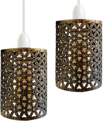 2 Pack Of Pendant Light Shade Metal Drum Shaped Lampshade Industrial Easy Fit Ceiling Indoor Wire Cage Lampshade - image 1