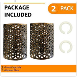 2 Pack Of Pendant Light Shade Metal Drum Shaped Lampshade Industrial Easy Fit Ceiling Indoor Wire Cage Lampshade - thumbnail 4