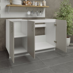 Jd Greta Adjustable Legs Kitchen Sink Unit 1200mm Cabinet With Doors - Cashmere Matt - thumbnail 3
