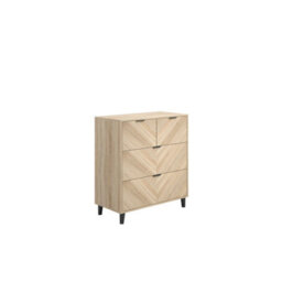 Wyld Haus Skerries Chevron 4-Drawer Chest In Matt White With Oak Details - thumbnail 2
