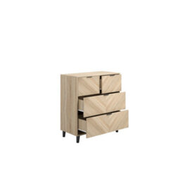 Wyld Haus Skerries Chevron 4-Drawer Chest In Matt White With Oak Details - thumbnail 5
