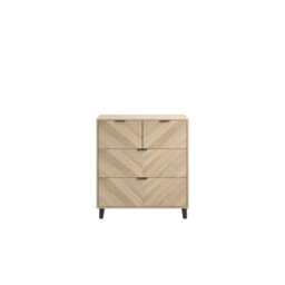 Wyld Haus Skerries Chevron 4-Drawer Chest In Matt White With Oak Details - thumbnail 4