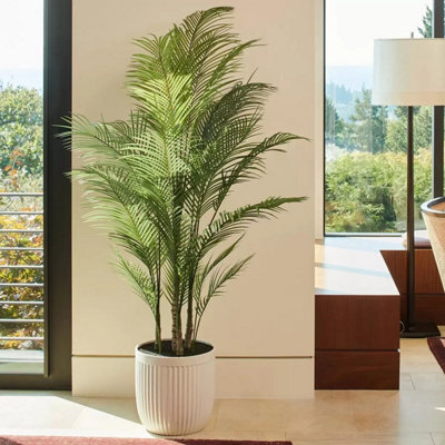 Xample Artificial 6.5Ft Palm Tree With Ribbed Planter, Realistic Faux Tropical Plant For Home Office Indoor Décor, Easy Assembly - image 1