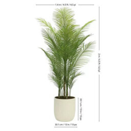 Xample Artificial 6.5Ft Palm Tree With Ribbed Planter, Realistic Faux Tropical Plant For Home Office Indoor Décor, Easy Assembly - thumbnail 2