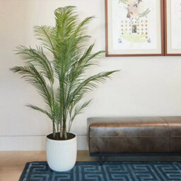 Xample Artificial 6.5Ft Palm Tree With Ribbed Planter, Realistic Faux Tropical Plant For Home Office Indoor Décor, Easy Assembly - thumbnail 3