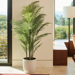 Xample Artificial 6.5Ft Palm Tree With Ribbed Planter, Realistic Faux Tropical Plant For Home Office Indoor Décor, Easy Assembly - thumbnail 1