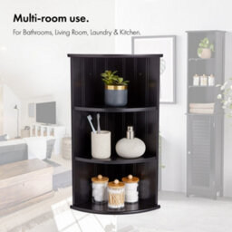 Vonhaus Corner Shelf Unit, Black 3 Tier Shelving, Freestanding Or Wall Mounted Display Shelves, Modern Storage For Bathroom Decor - thumbnail 7