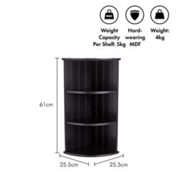 Vonhaus Corner Shelf Unit, Black 3 Tier Shelving, Freestanding Or Wall Mounted Display Shelves, Modern Storage For Bathroom Decor - thumbnail 5
