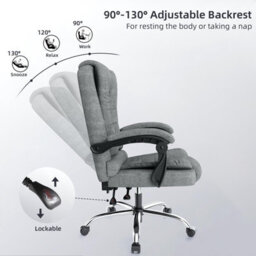 Rattantree Executive Office Chair,reclining Computer Desk Chair With Adjustable Height & Tilt, Heavy Duty Fabric Swivel Chair For Home Office - thumbnail 5