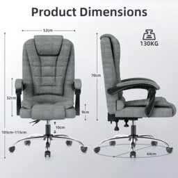 Rattantree Executive Office Chair,reclining Computer Desk Chair With Adjustable Height & Tilt, Heavy Duty Fabric Swivel Chair For Home Office - thumbnail 4