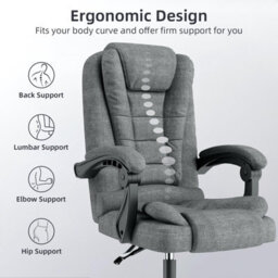 Rattantree Executive Office Chair,reclining Computer Desk Chair With Adjustable Height & Tilt, Heavy Duty Fabric Swivel Chair For Home Office - thumbnail 3
