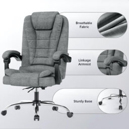 Rattantree Executive Office Chair,reclining Computer Desk Chair With Adjustable Height & Tilt, Heavy Duty Fabric Swivel Chair For Home Office - thumbnail 2