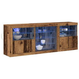 Berkfield Sideboard With Led Lights Old Wood 181,5X37X67 Cm Engineered Wood - thumbnail 3