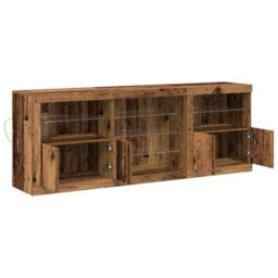 Berkfield Sideboard With Led Lights Old Wood 181,5X37X67 Cm Engineered Wood - thumbnail 6