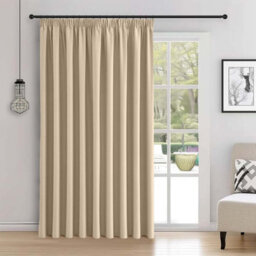 Imperial Rooms Blackout Curtain-Thermal Ready Made Pencil Pleat Curtain (1 Panel) For Door Curtain Cream, (W)1.68Mx(L)2.13M