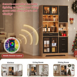 Matteo Tall Storage Sideboard Cabinet With Led Lighting And Charging Station - 185Cm - thumbnail 8