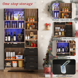 Matteo Tall Storage Sideboard Cabinet With Led Lighting And Charging Station - 185Cm - thumbnail 9