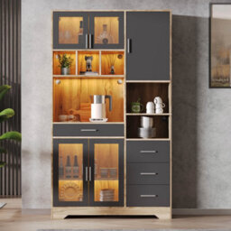 Matteo Tall Storage Sideboard Cabinet With Led Lighting And Charging Station - 185Cm - thumbnail 3