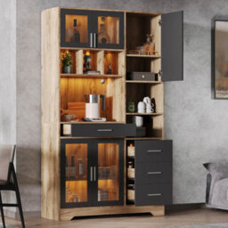 Matteo Tall Storage Sideboard Cabinet With Led Lighting And Charging Station - 185Cm - thumbnail 4