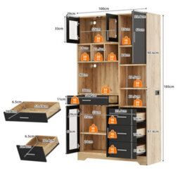 Matteo Tall Storage Sideboard Cabinet With Led Lighting And Charging Station - 185Cm - thumbnail 6