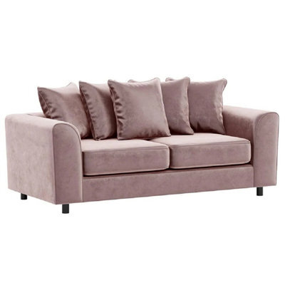 Furnishings For Less UK Brooklyn Plush Velvet Fabric 3 Seater Sofa Foam Pink - image 1