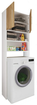 Vcm Bathroom Furniture Washing Machine Cabinet Jutas White / Honey Oak W. 64 X H. 190 X D. 25 Cm - image 1