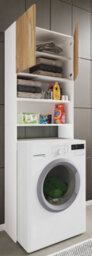 Vcm Bathroom Furniture Washing Machine Cabinet Jutas White / Honey Oak W. 64 X H. 190 X D. 25 Cm - thumbnail 3