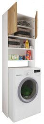 Vcm Bathroom Furniture Washing Machine Cabinet Jutas White / Honey Oak W. 64 X H. 190 X D. 25 Cm - thumbnail 1